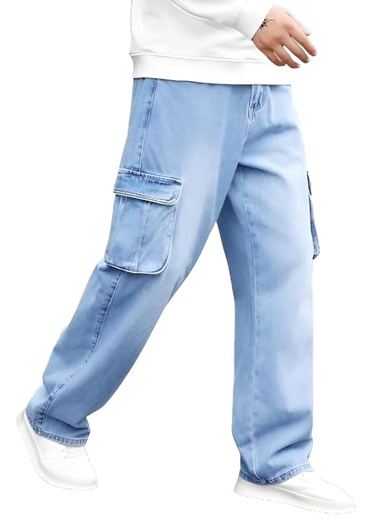 Men's Denim Cotton Cargo Jeans