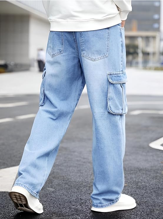 Men's Denim Cotton Cargo Jeans - Image 6