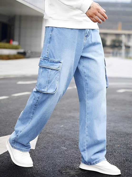 Men's Denim Cotton Cargo Jeans - Image 5