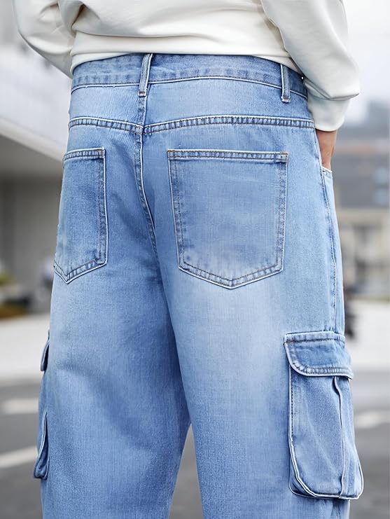 Men's Denim Cotton Cargo Jeans - Image 2