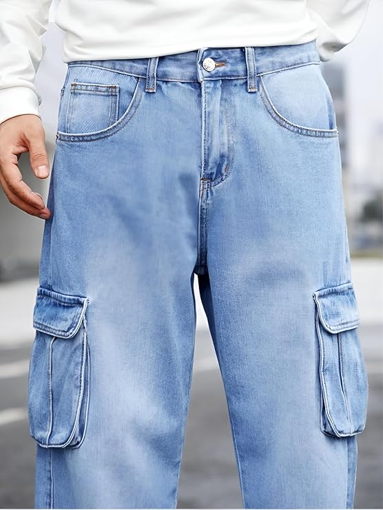 Men's Denim Cotton Cargo Jeans - Image 3